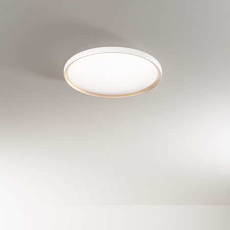 Plafoniera Moderna Halo Metallo Bianco Oro Led 40W Dimmerabile Ip20