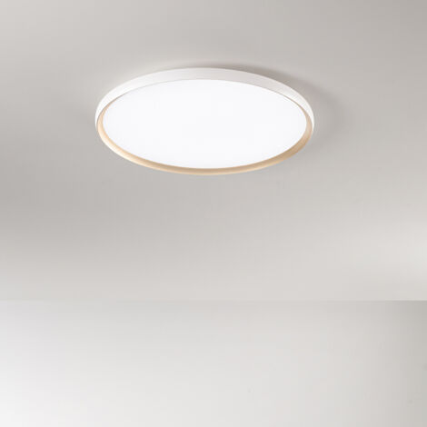 Plafoniera Moderna Halo Metallo Bianco Oro Led 45W Dimmerabile Ip20