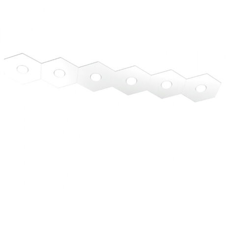 Plafoniera Moderna Hexagon Metallo Bianco 6 Luci Led 12X6W