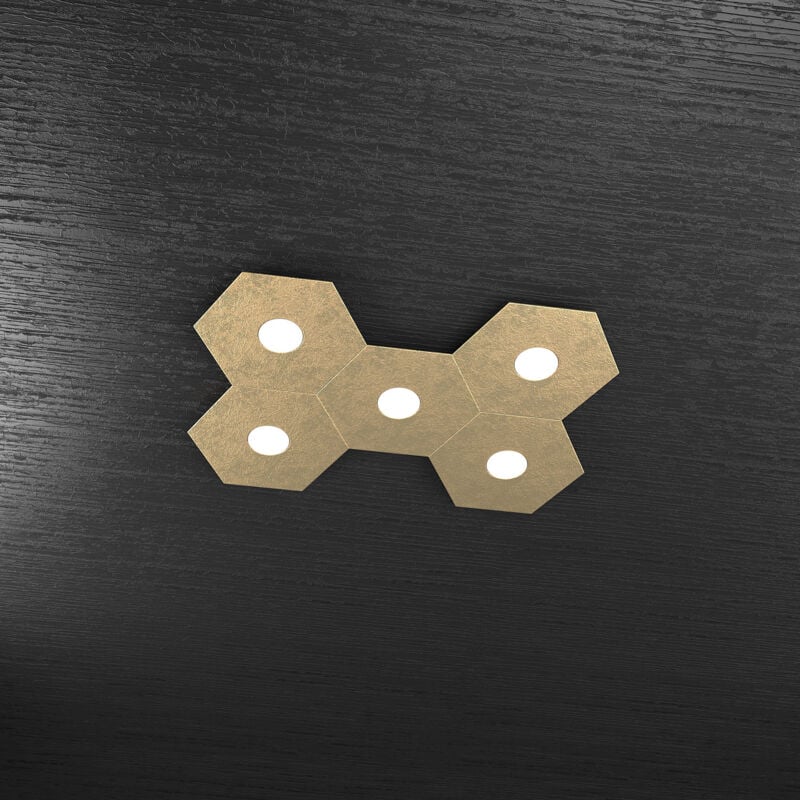 Plafoniera Moderna Hexagon Metallo Foglia Oro 5