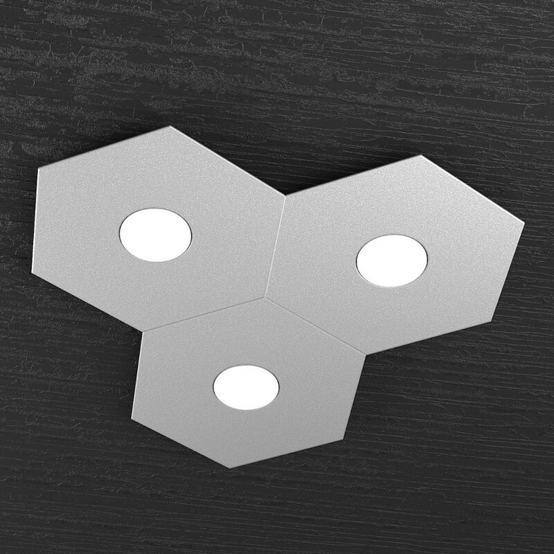 Image of Top-light - Plafoniera Moderna Hexagon Metallo Grigio 3 Luci Led 12X3W - Grigio