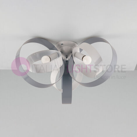 Plafoniera moderna in ferro tre luci Bianco Grigio tre luci 44x h26 cm