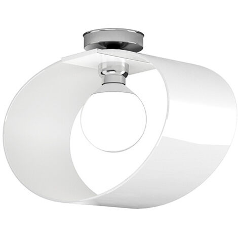 Plafoniera Moderna Lap Metallo E Vetro Bianco 1 Luce E27 42Cm