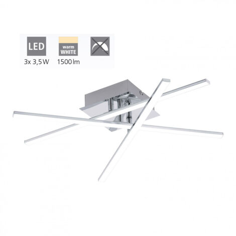 Plafoniera Moderna Lasana 1 Acciaio Cromo 4 Luci Led Integrato 5,3W