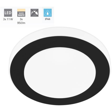 Plafoniera Moderna Led Carpi Acciaio Nero 3 Luci Led Integrato 3,6W