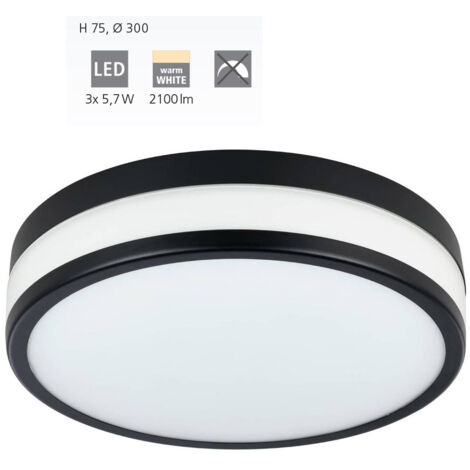 Plafoniera Moderna Led Palermo Acciaio Nero 3 Luci Led Integrato 5,7W