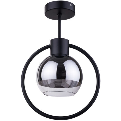 Plafoniera moderna Linda nero/argento vetro E27 Sigma