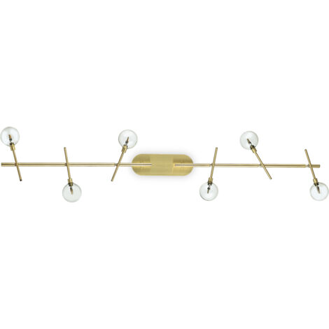 Plafoniera Moderna Maracas Metallo Ottone 6 Luci 2W 3000K Luce Calda
