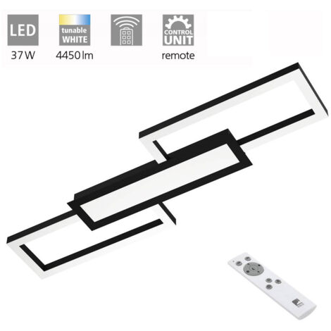 Plafoniera Moderna Monirote Acciaio Nero Luce Led Integrato 37W