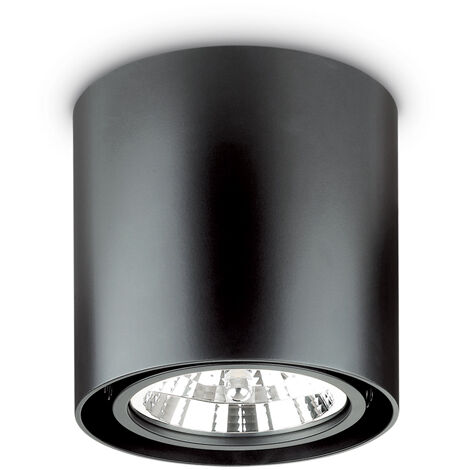 Plafoniera Moderna Mood Round Alluminio Nero 1 Luce Gu10 10W 3000Kd15Cm