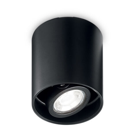 Plafoniera Moderna Mood Round Alluminio Nero 1 Luce Gu10 7W 3000K D9Cm