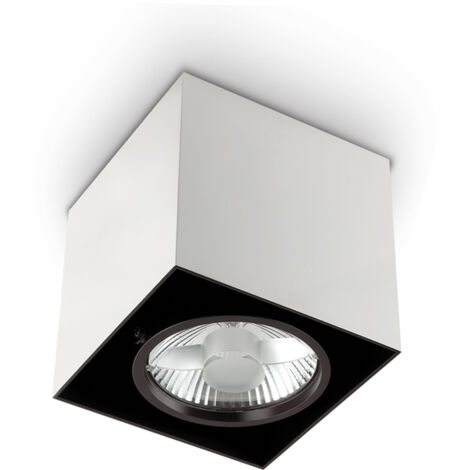 Plafoniera Moderna Mood Square Alluminio Bianco 1 Luce Gu10 7W 3000K D15Cm