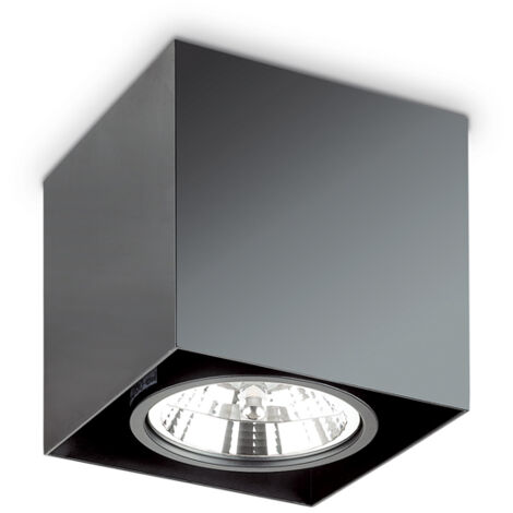 Plafoniera Moderna Mood Square Alluminio Nero 1 Luce Gu10 7W 3000K D15Cm