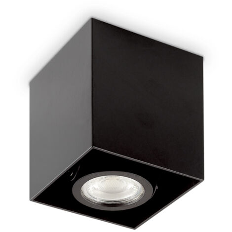 Plafoniera Moderna Mood Square Alluminio Nero 1 Luce Gu10 7W 3000K D9Cm