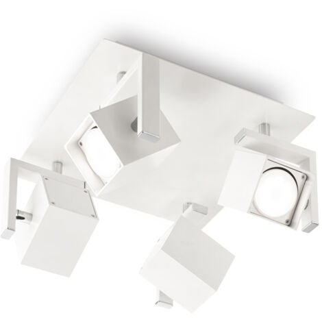 Plafoniera Moderna Mouse Metallo Bianco 4 Luci Gu10