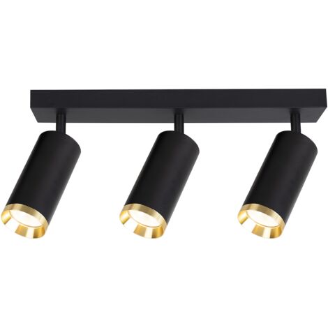 Plafoniera moderna nera/oro 3xGU10 orientabile Mica Milagro