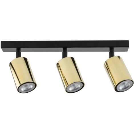 Plafoniera moderna nero-ottone barra 3 GU10 Zoom Sigma