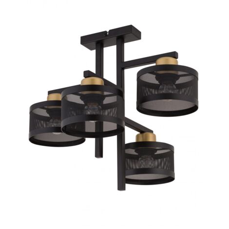 Plafoniera moderna Off Sigma nera oro 4 luci E27 15W