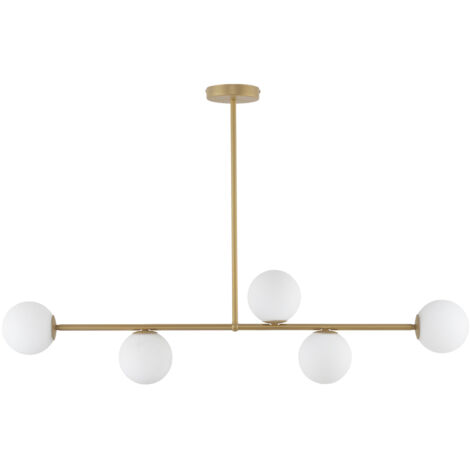 Plafoniera moderna oro Gama 5 globi vetro G9 Sigma