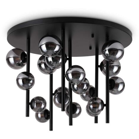 Plafoniera Moderna Perlage Metallo Nero 18 Luci G9 15W 3000K