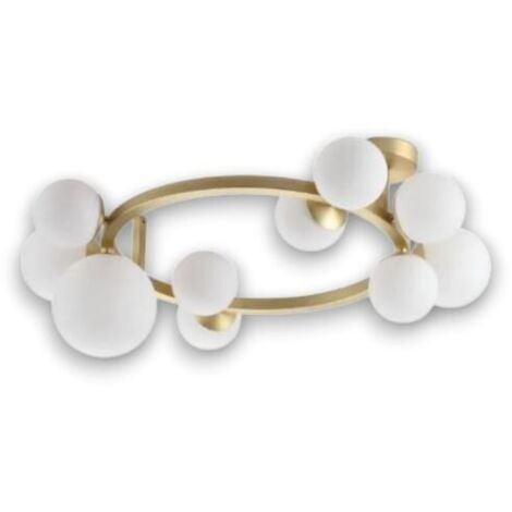 Plafoniera Moderna Perlage Metallo Ottone 10 Luci G9 15W 3000K Ip20