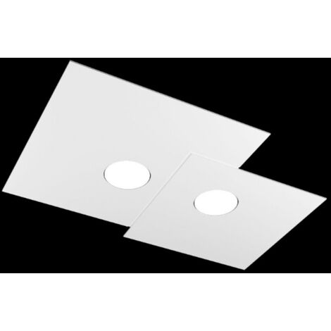 Plafoniera Moderna Plate Metallo Bianco 2 Luci Gx53