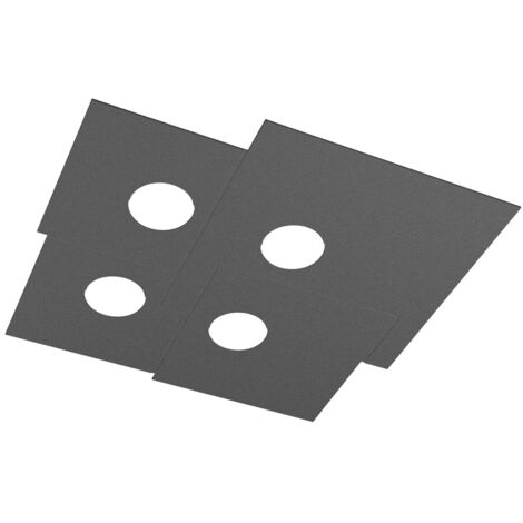 Plafoniera Moderna Plate Metallo Grigio Antracite 4 Luci Gx53