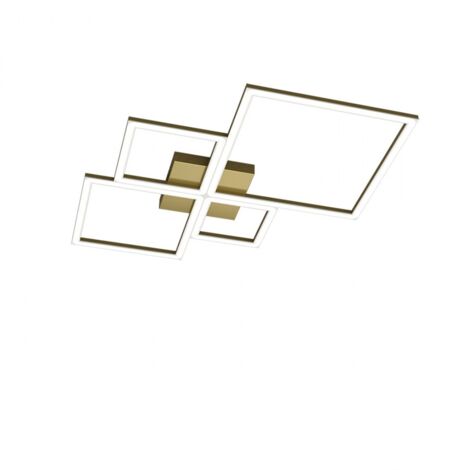 Plafoniera Moderna Quadrata Four Squares Alluminio Oro Oro Brunito Led 90W