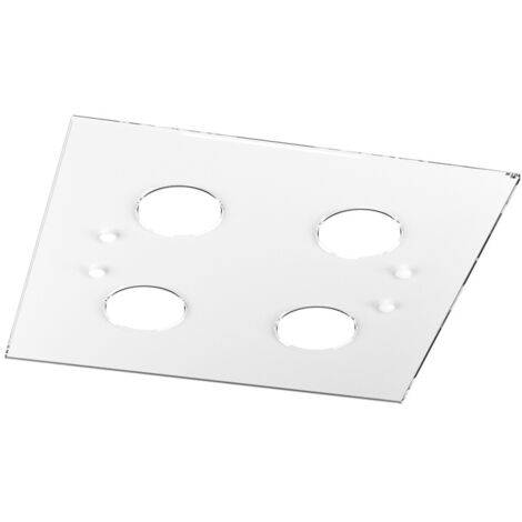 Plafoniera Moderna Quadrata Path Vetro Bianco 4 Luci Gx53