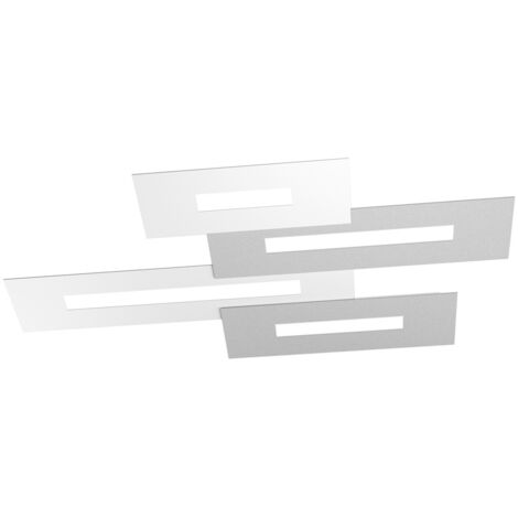 Plafoniera Moderna Rett. 3 Moduli Wally Metallo Bianco Grigio 4 Luci 2G11 102Cm