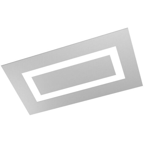 Plafoniera Moderna Rettangolare Carpet Metallo Grigio 4 Luci 2G11 70X39Cm
