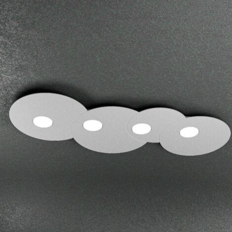 Plafoniera Moderna Rettangolare Cloud Metallo Grigio 4 Luci Gx53