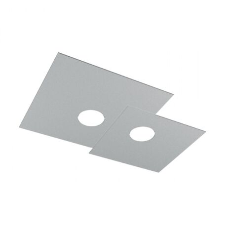 Plafoniera Moderna Rettangolare Plate Metallo Grigio 2 Luci Gx53