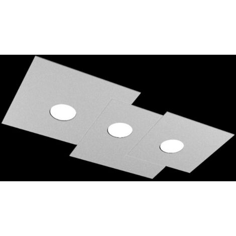 Plafoniera Moderna Rettangolare Plate Metallo Grigio 3 Luci Gx53
