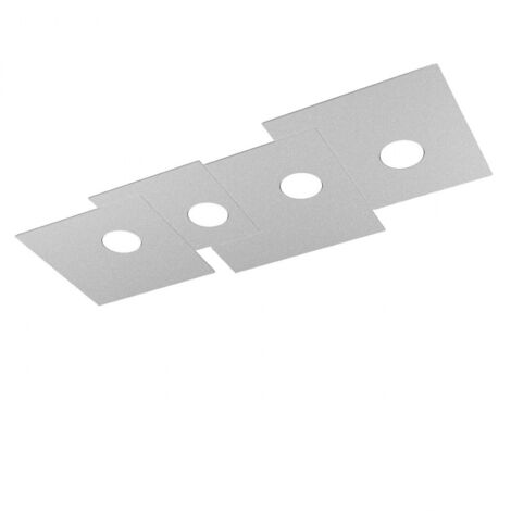 Plafoniera Moderna Rettangolare Plate Metallo Grigio 4 Luci Gx53