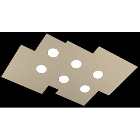 Plafoniera Moderna Rettangolare Plate Metallo Sabbia 6 Luci Gx53