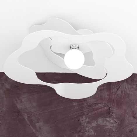 Plafoniera Moderna Ripples Metallo Bianco 1 Luce E27 D.70Cm