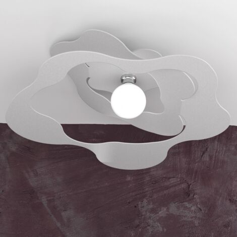 Plafoniera Moderna Ripples Metallo Grigio 1 Luce E27 D.70Cm