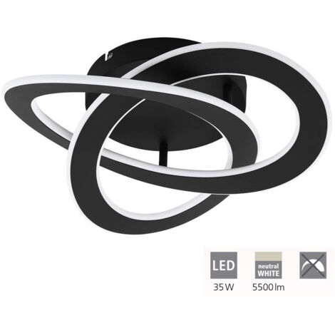 Plafoniera Moderna Rolimare Alluminio Nero Luce Led Integrato 35W