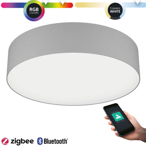 Plafoniera Moderna Romao-Z Acciaio Bianco Luce Led Integrato 35W