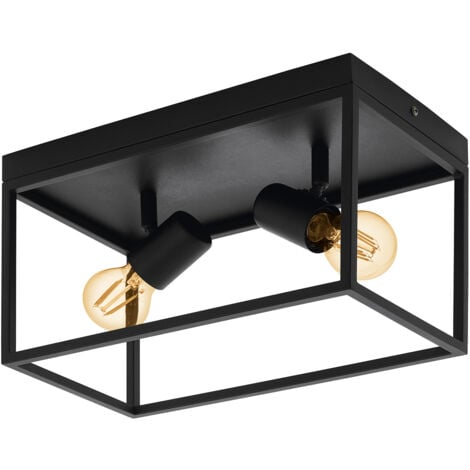 Plafoniera Moderna Silentina Acciaio Nero 2 Luci E27
