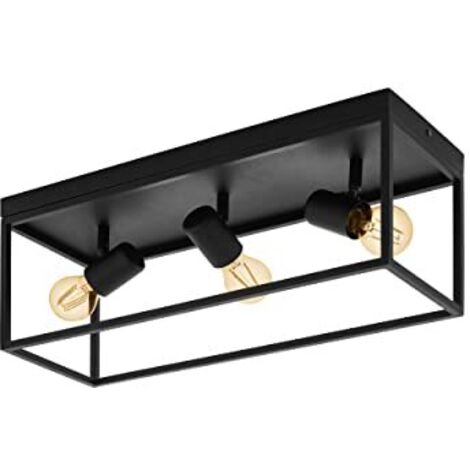 Plafoniera Moderna Silentina Acciaio Nero 3 Luci E27