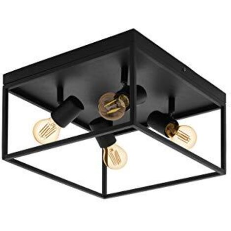 Plafoniera Moderna Silentina Acciaio Nero 4 Luci E27