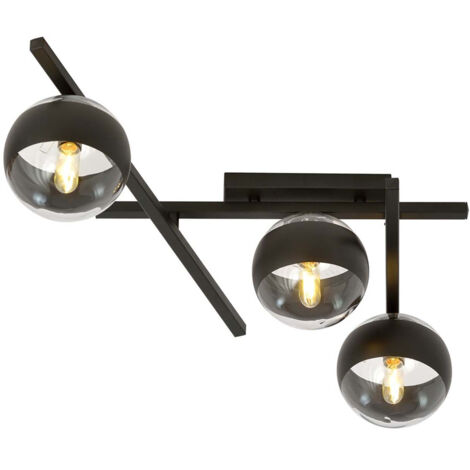 Plafoniera Moderna Teti Acciaio Nero 3 Luci E14 Ip20