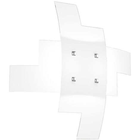 Plafoniera Moderna Tetris Metallo Bianco Vetro 4 Luci E27B55Cm