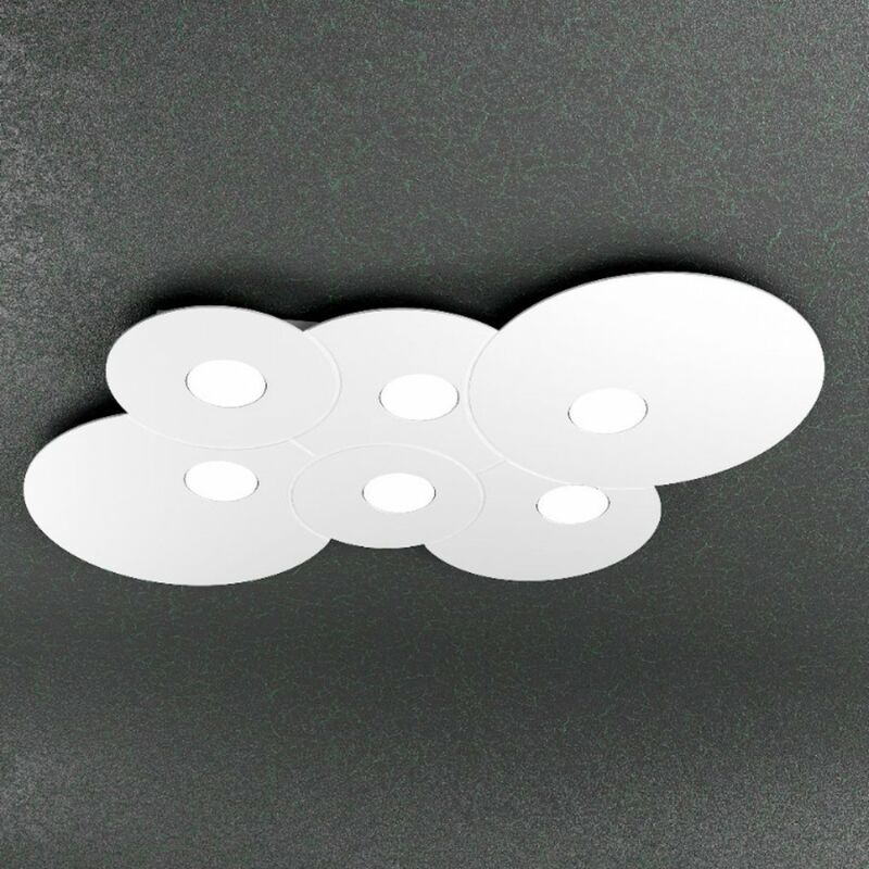 Image of Plafoniera moderna top light cloud 1128 pl6 r gx53 led metallo lampada soffitto, finitura metallo bianco - Bianco