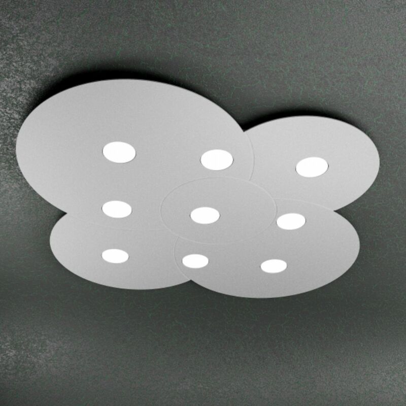 Image of Plafoniera moderna top light cloud 1128 pl9 gx53 led metallo lampada soffitto, finitura metallo grigio - Grigio