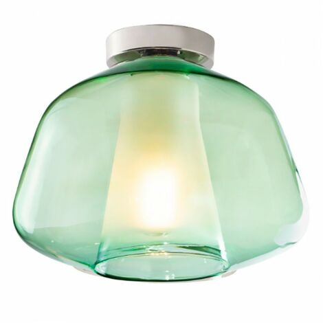 Plafoniera moderna top light double skin 1176cr pl1 alpha ve e27 led vetro lampada soffitto, finitura metallo cromo lucido