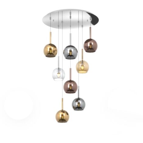 Plafoniera moderna top light future 1155cr s8 tp mc e27 led vetro pirex soffiato