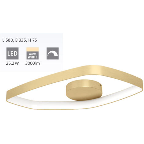 Plafoniera Moderna Vallerosa Alluminio Ottone Spazzolato Led Integrato 25,2W